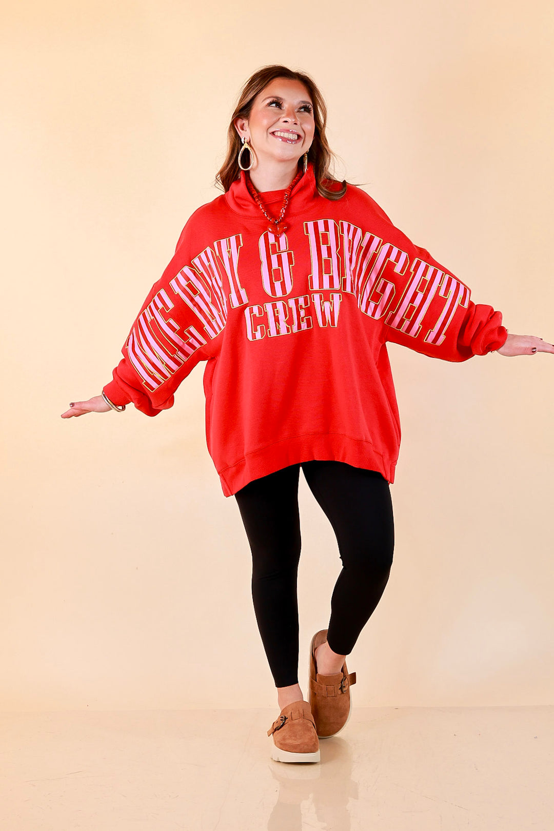 Merry Company Merry and Bright Crew Sweatshirt in Red