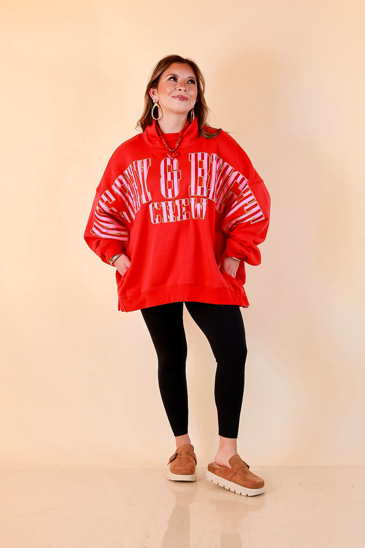 Merry Company Merry and Bright Crew Sweatshirt in Red