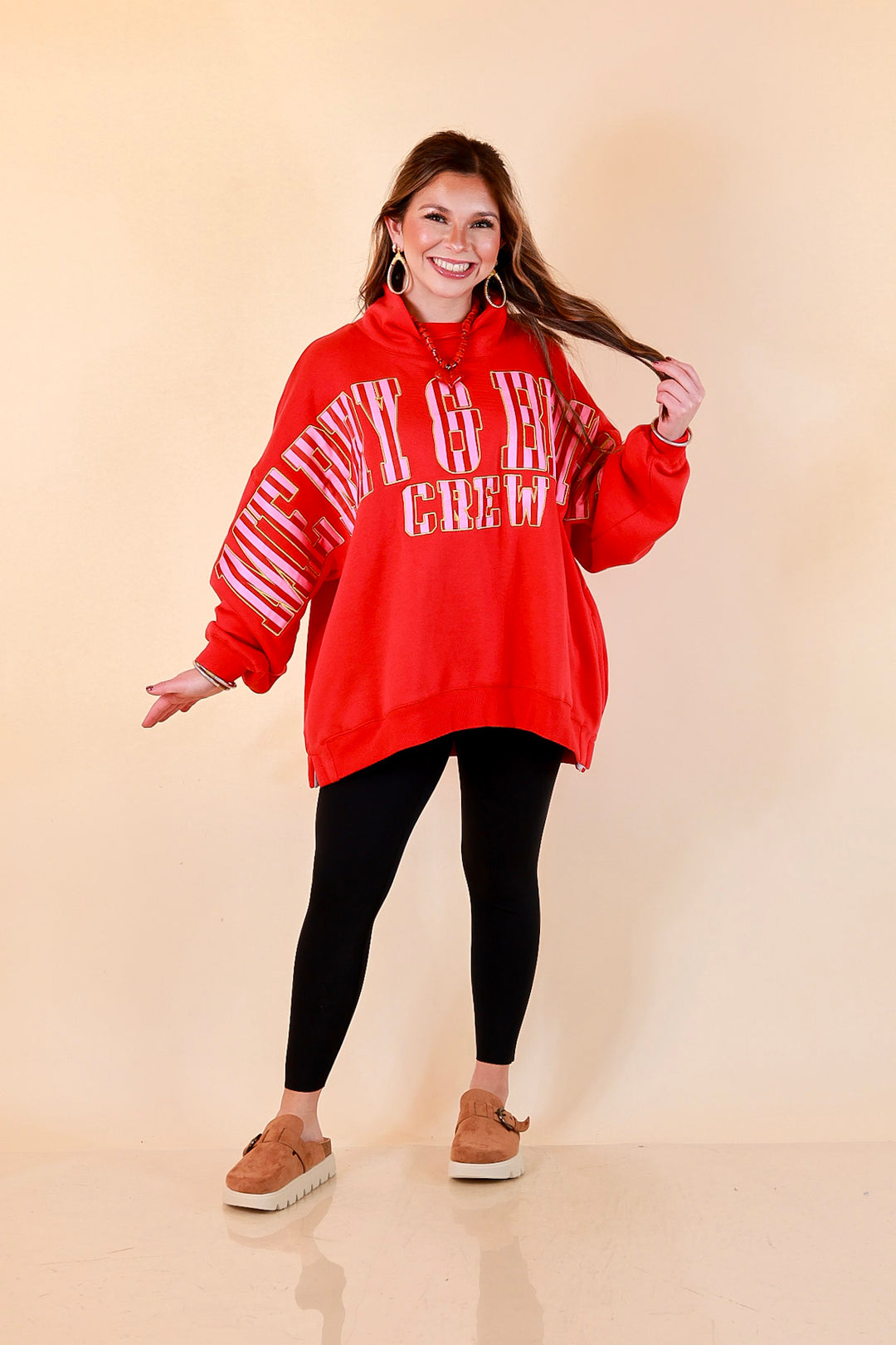 Merry Company Merry and Bright Crew Sweatshirt in Red