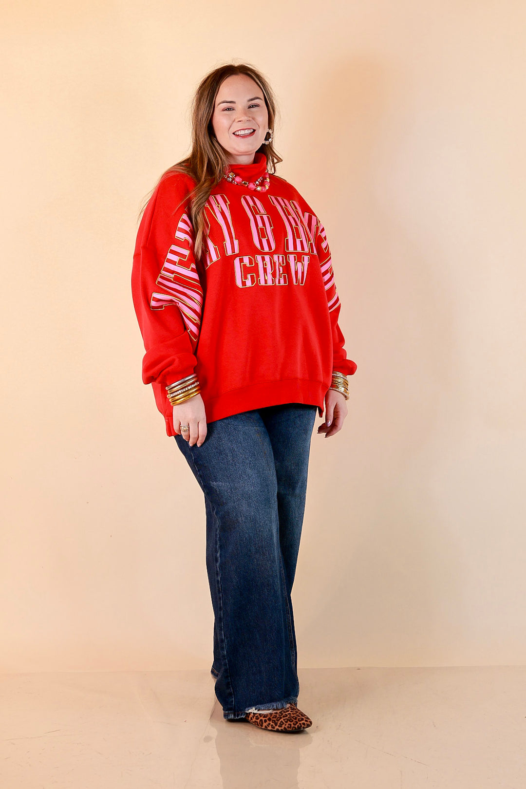Merry Company Merry and Bright Crew Sweatshirt in Red