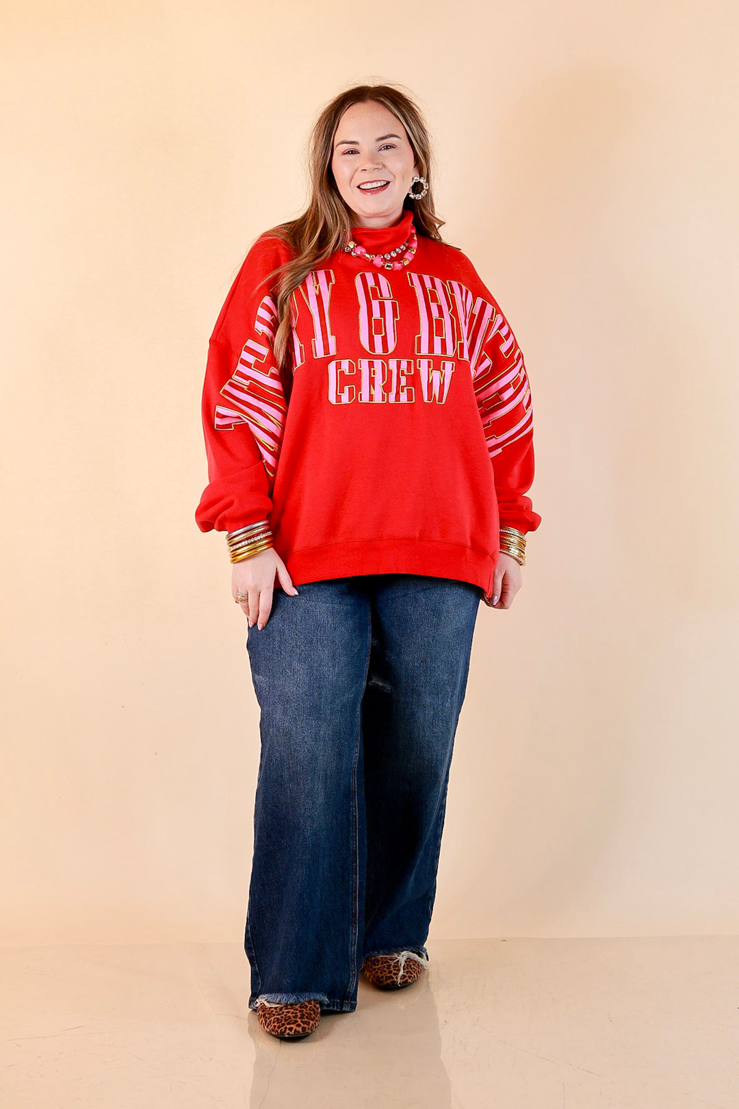 Merry Company Merry and Bright Crew Sweatshirt in Red