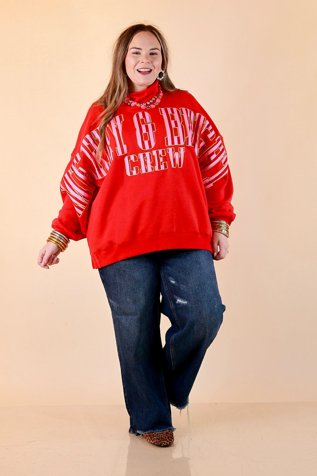 Merry Company Merry and Bright Crew Sweatshirt in Red