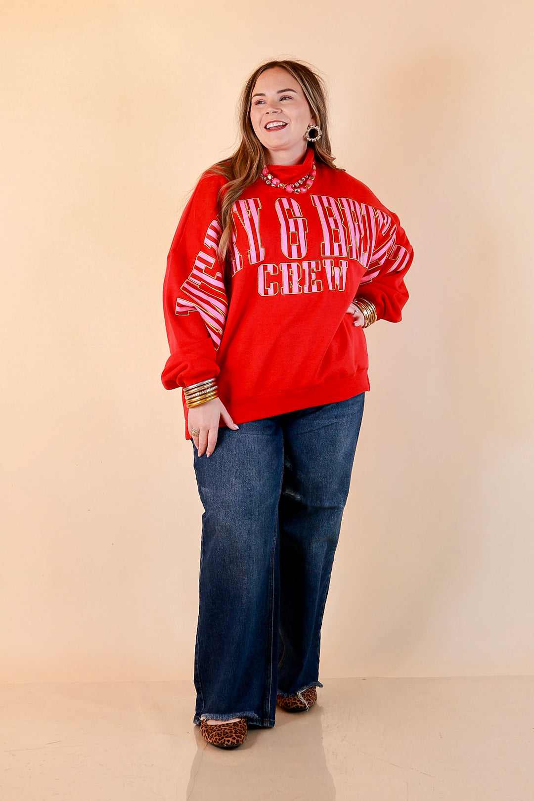 Merry Company Merry and Bright Crew Sweatshirt in Red