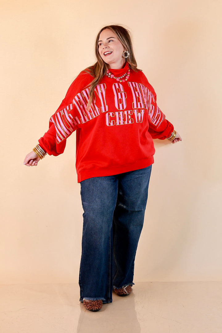 Merry Company Merry and Bright Crew Sweatshirt in Red