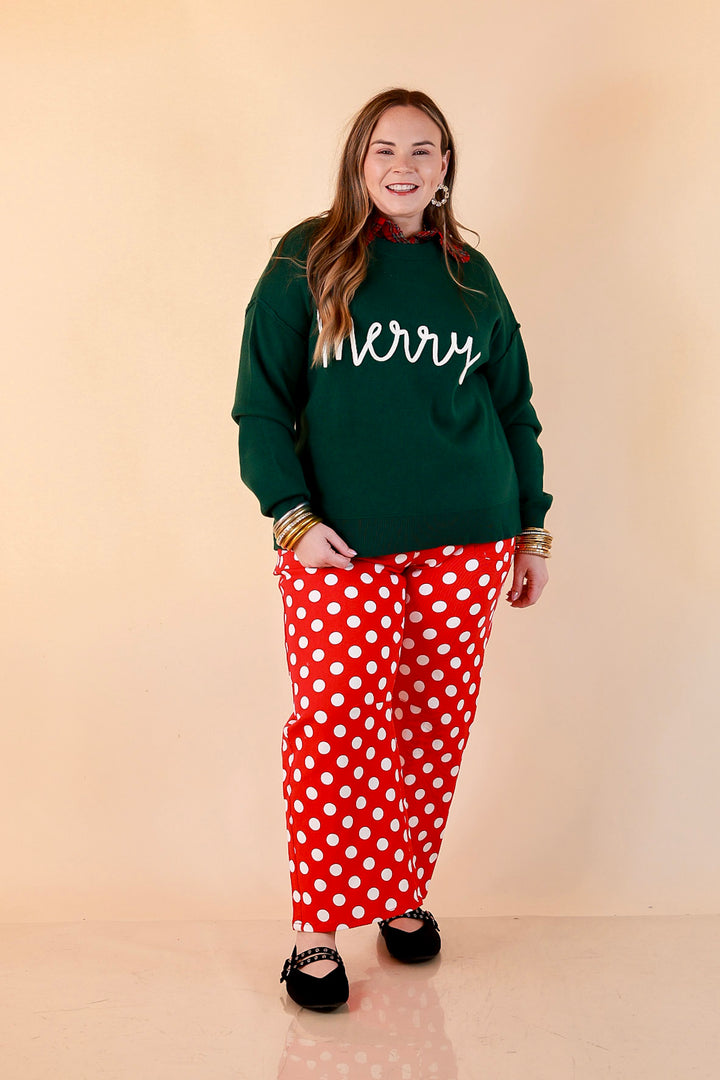 Merry Little Moment Merry Script Sweater in Green