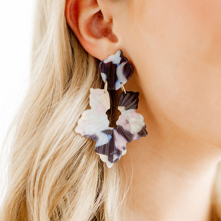 Linny Co | Michelle Floral Drop Earrings in Midnight Rain