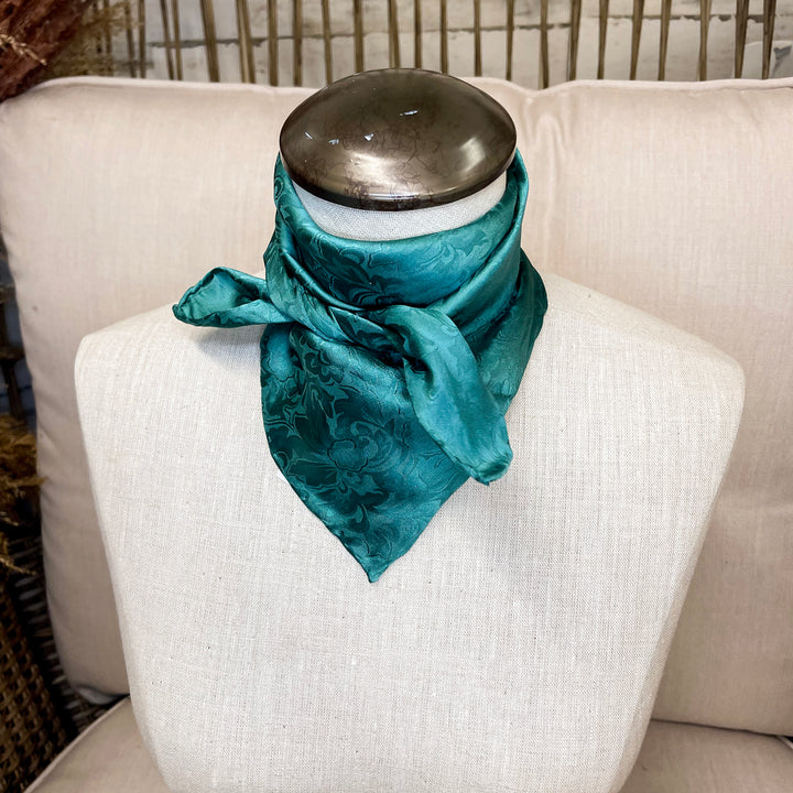 Mini Jacquard Silk Wild Rag in Teal