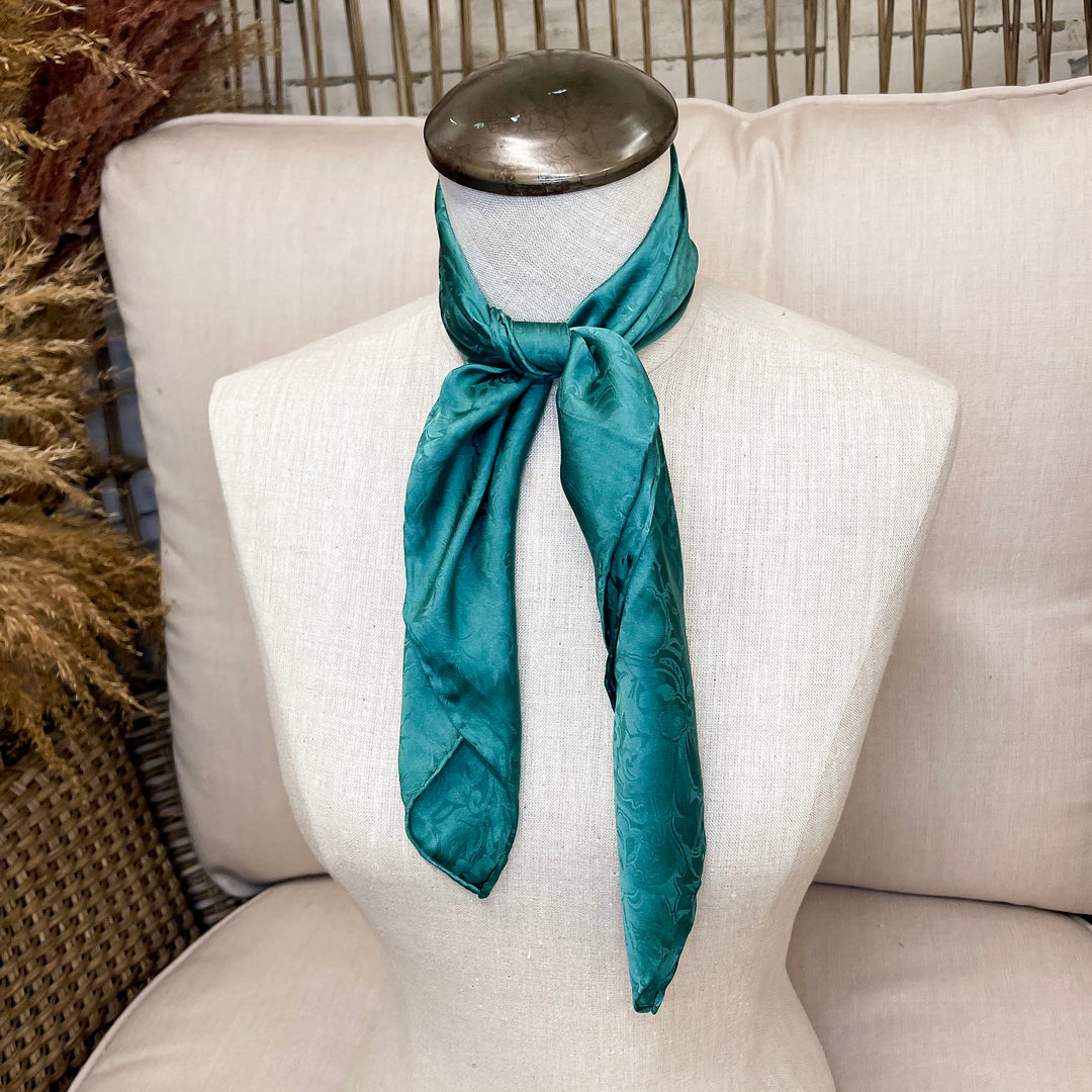 Mini Jacquard Silk Wild Rag in Teal