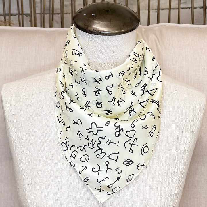 Mini Branded Silk Wild Rag in Ivory