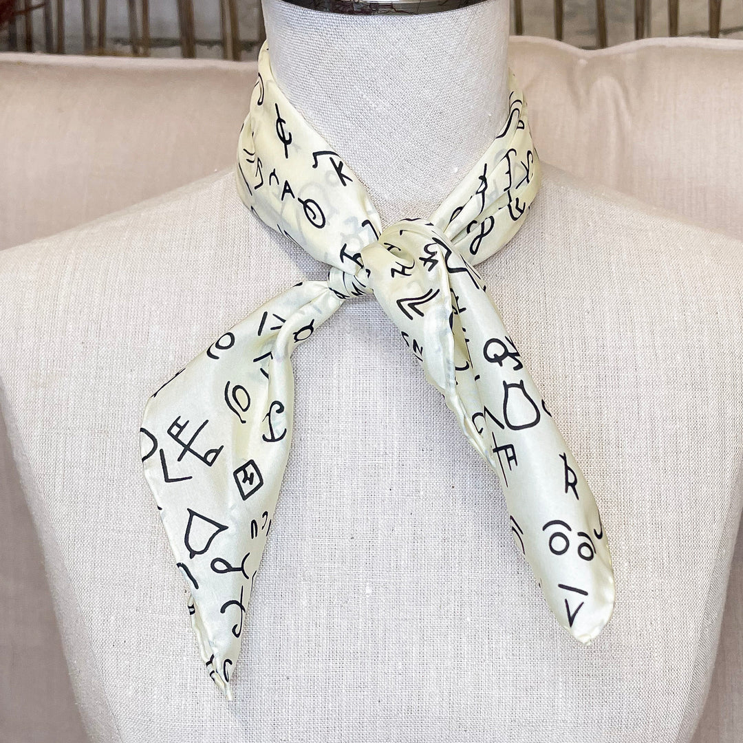 Mini Branded Silk Wild Rag in Ivory