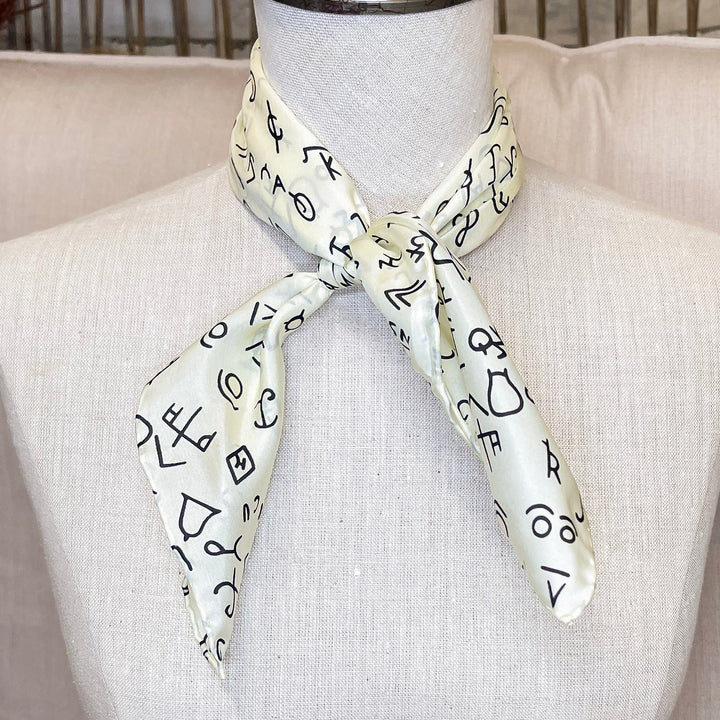 Mini Branded Silk Wild Rag in Ivory