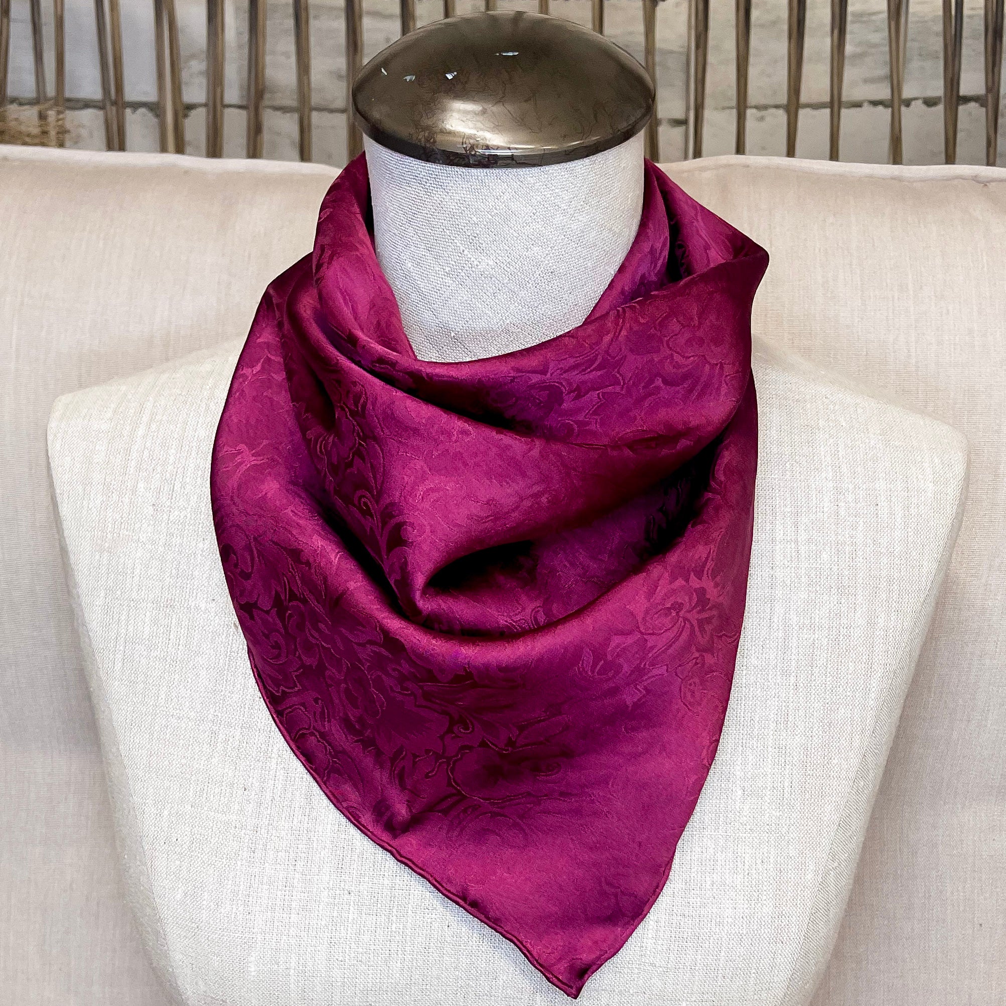 Mini Jacquard Silk Wild Rag in Maroon