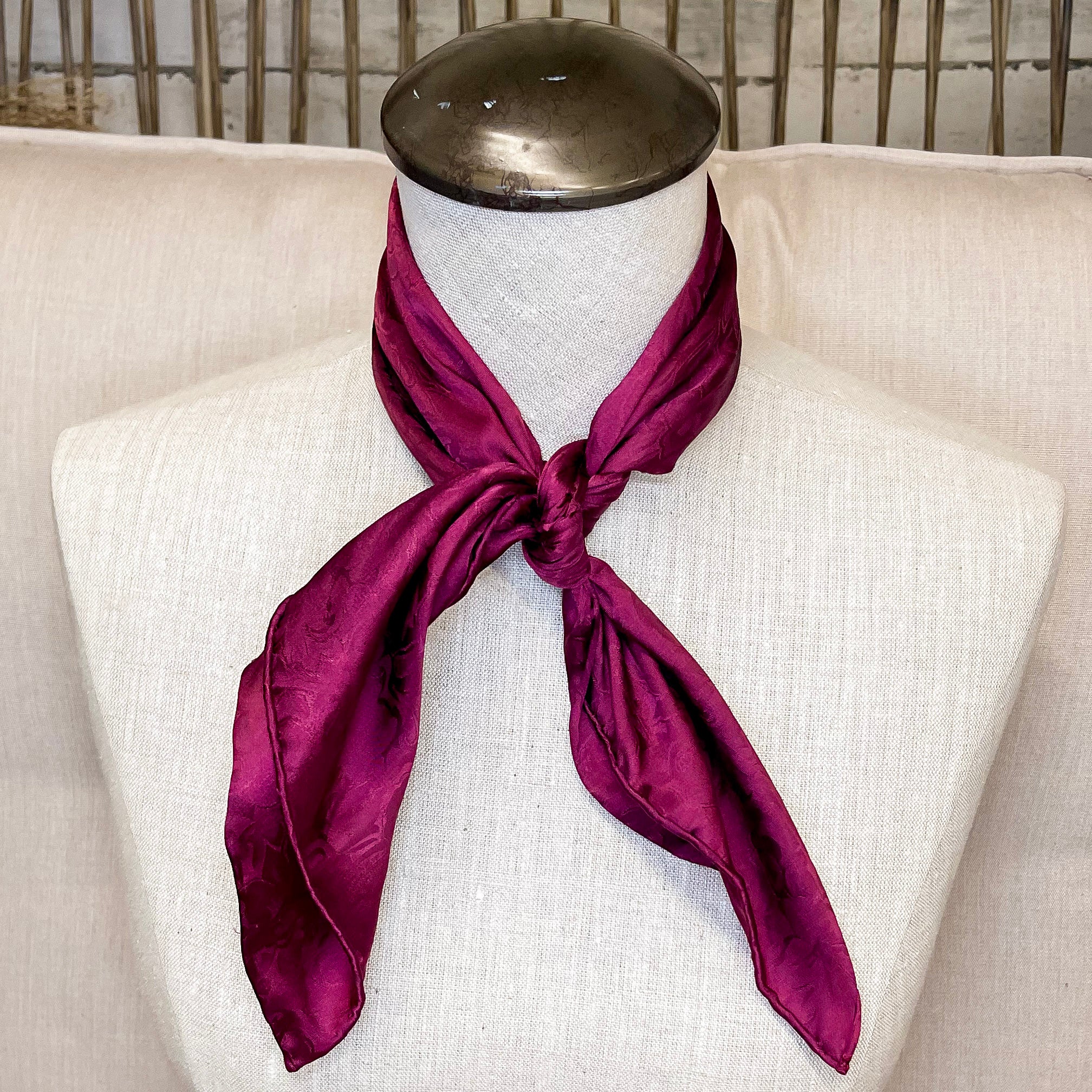 Mini Jacquard Silk Wild Rag in Maroon