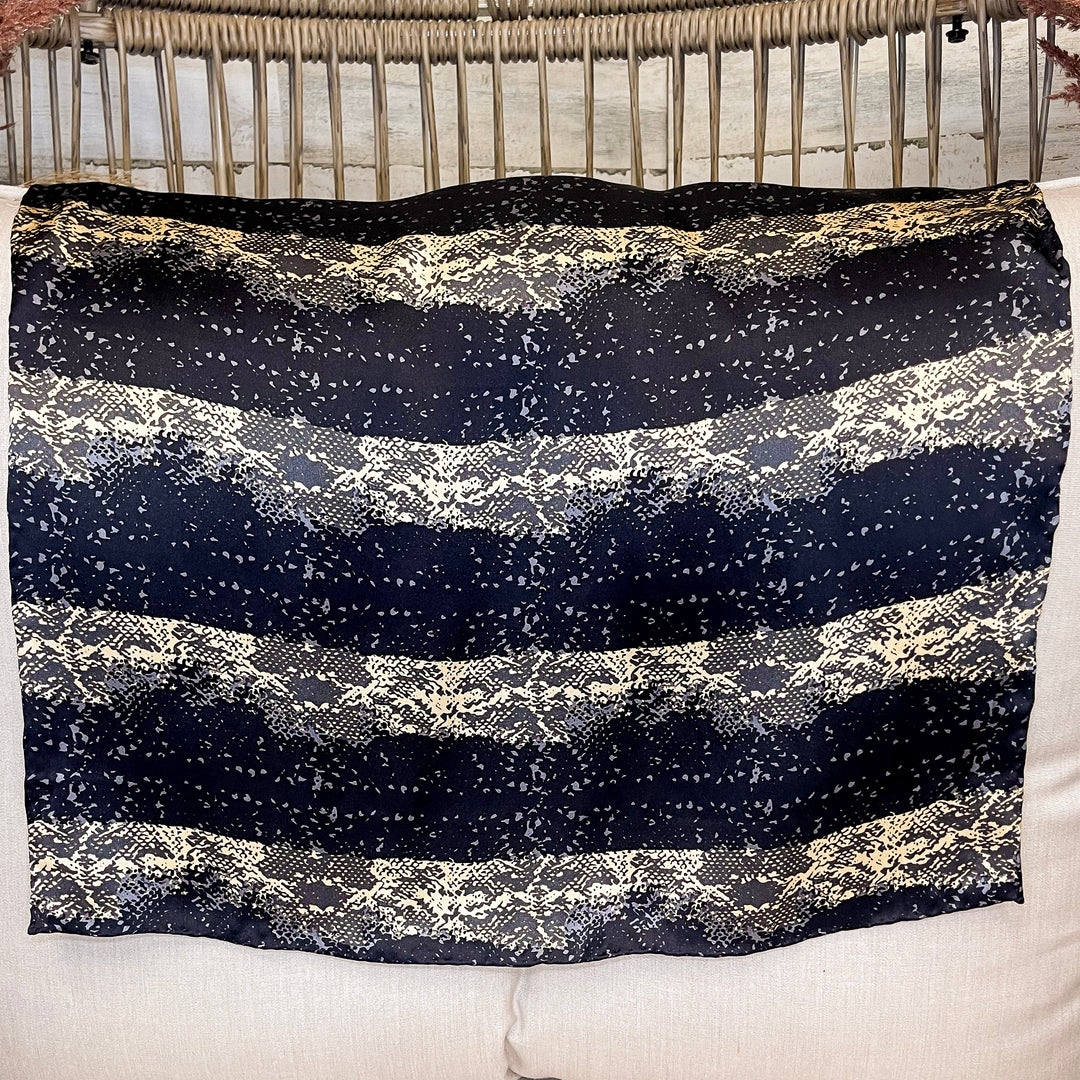 Mini Python Charmeuse Silk Wild Rag in Black and Gold