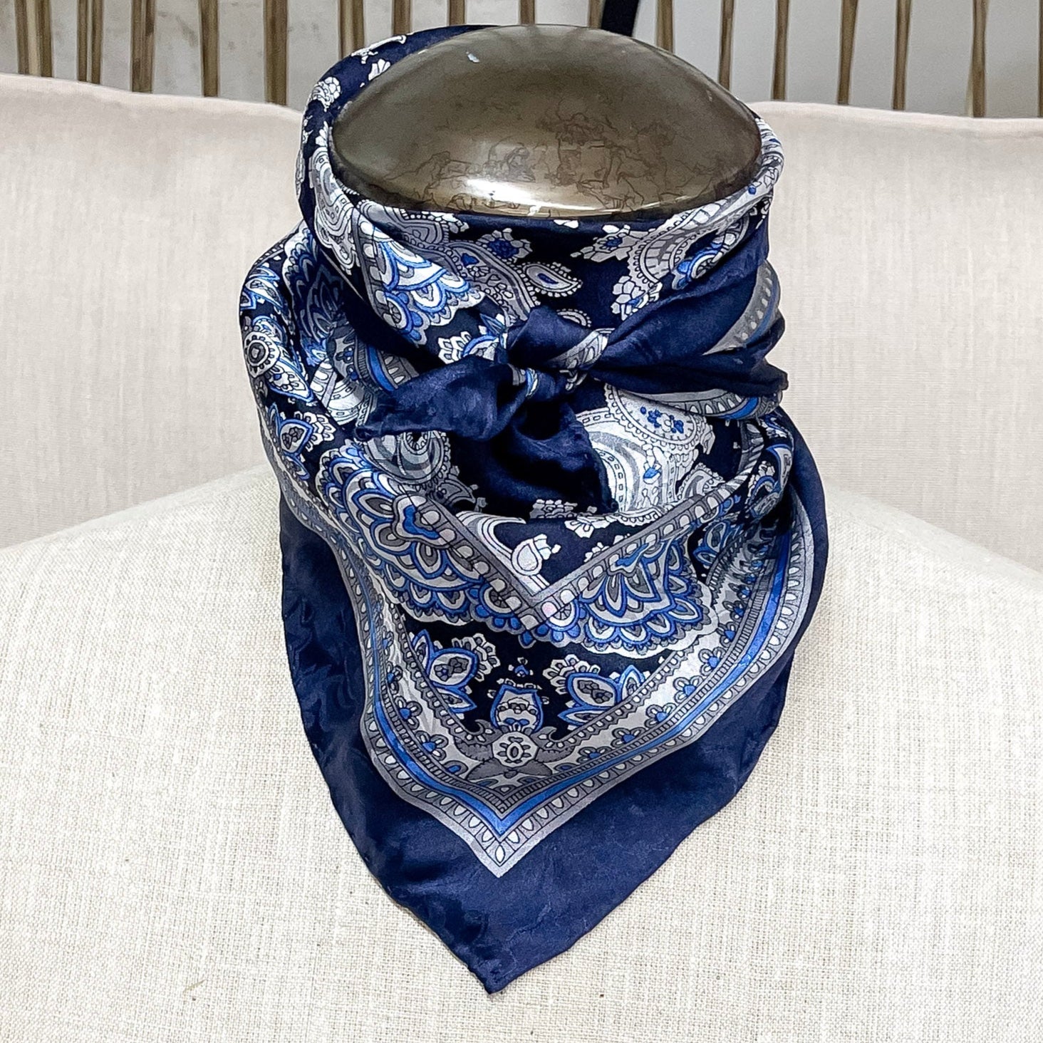 美品 希少 RUDE GALLERY paisley scarf Wyoming Traders | Mini Paisley Wild Rag Scarf in Silver and Cobalt
