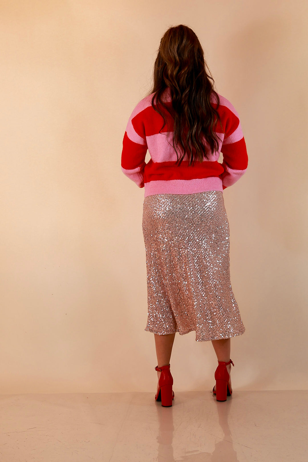 Mint Condition Striped Merry and Bright Sweater in Pink and Red