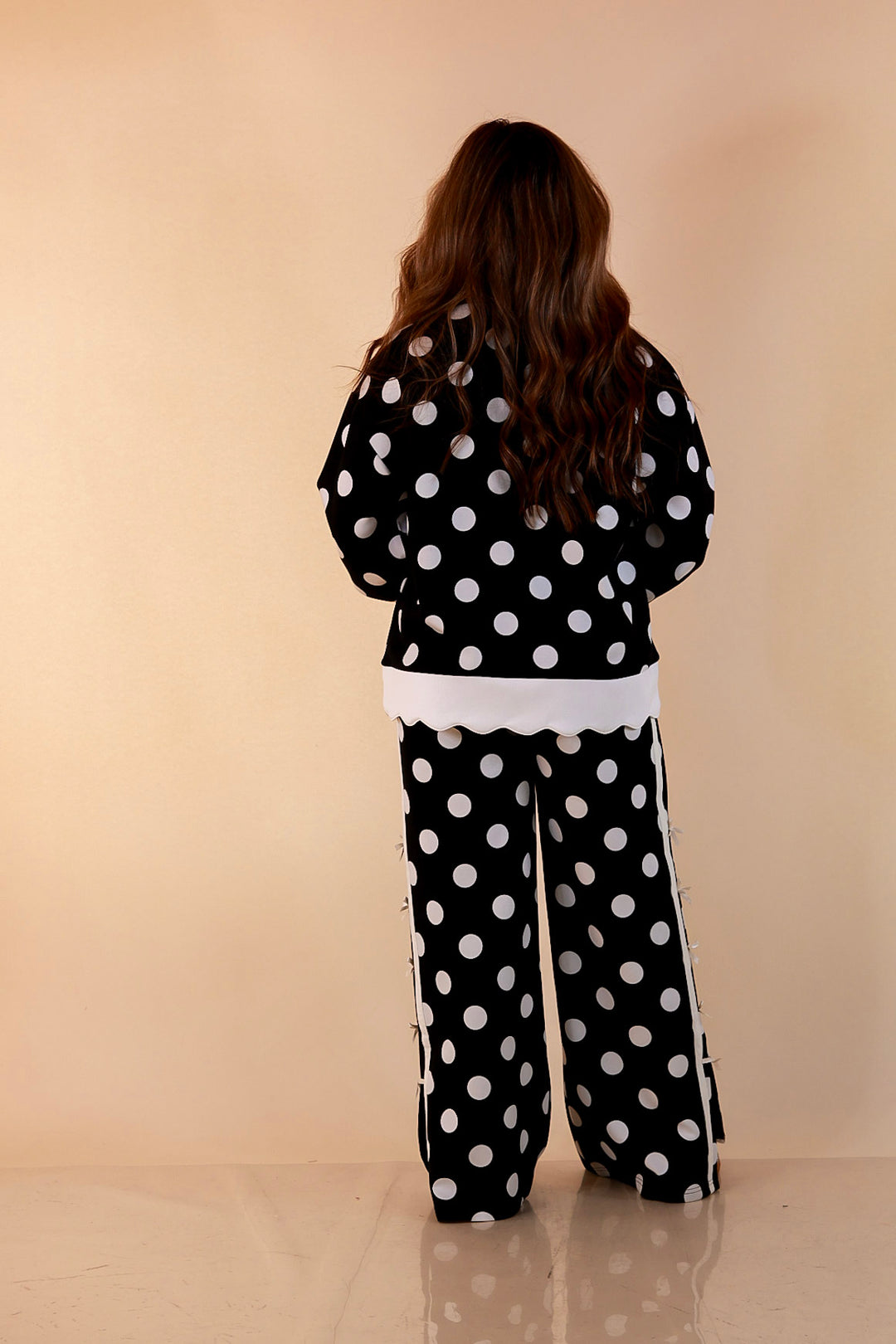 Simply Southern Modern Staple half zip pullover in black and white polka dot