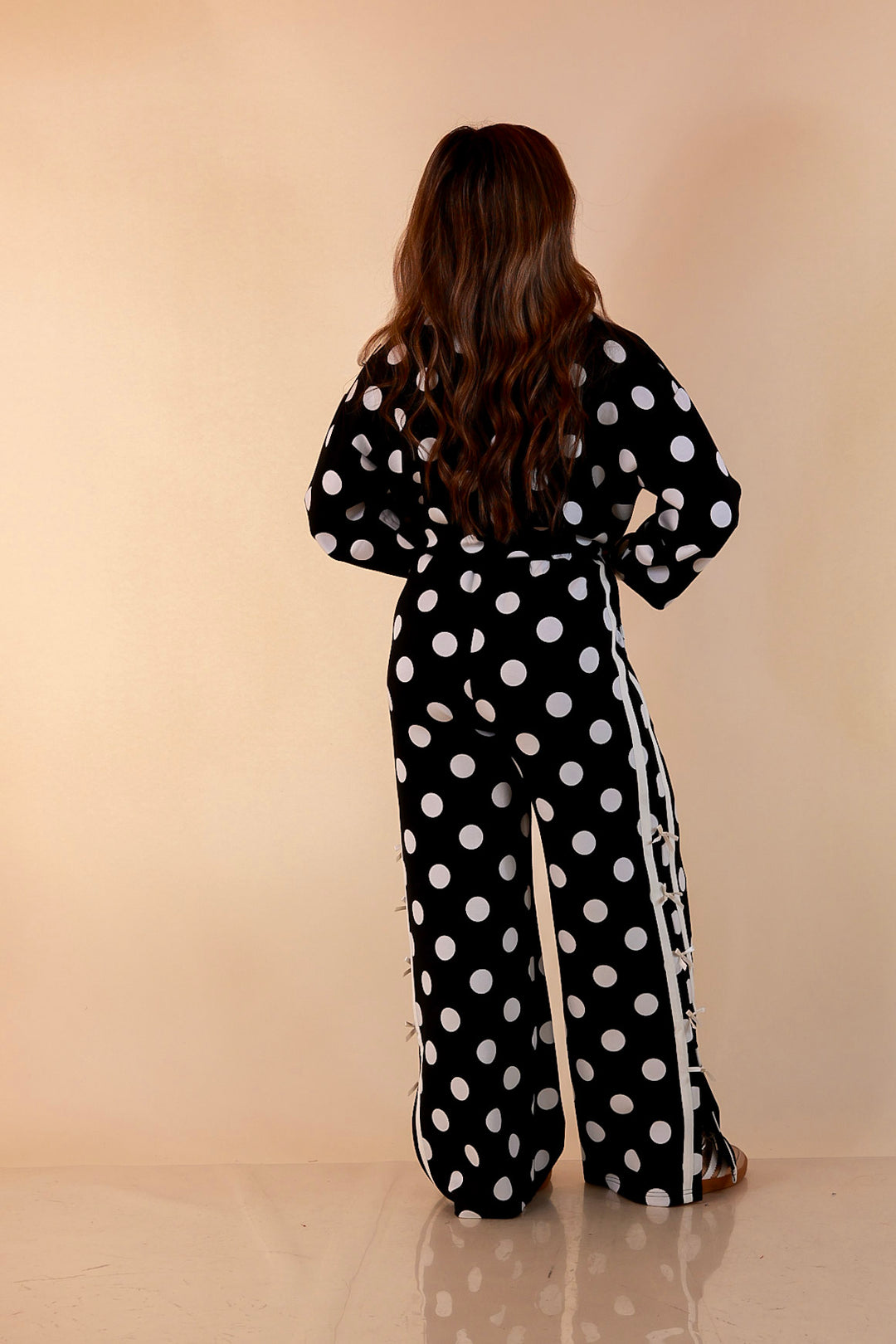 Simply Southern Modern Staple half zip pullover in black and white polka dot
