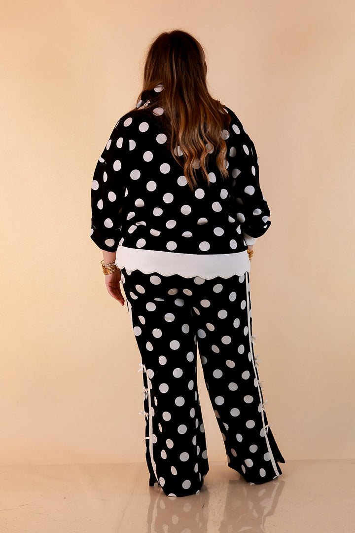 Simply Southern Modern Staple wide leg knit pants in black and white polka dot