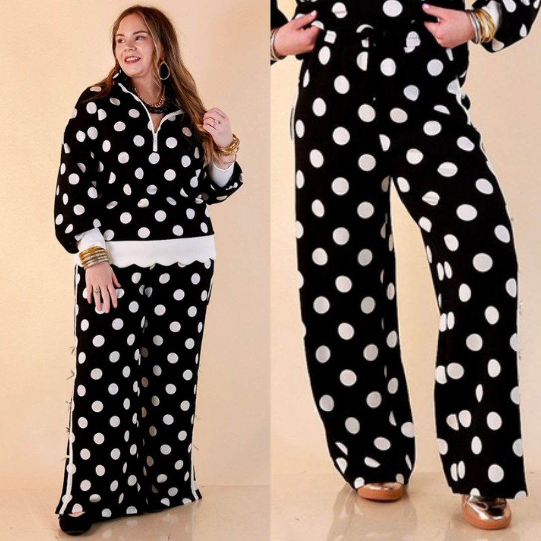 Modern Staple wide leg pants in black and white polka dot