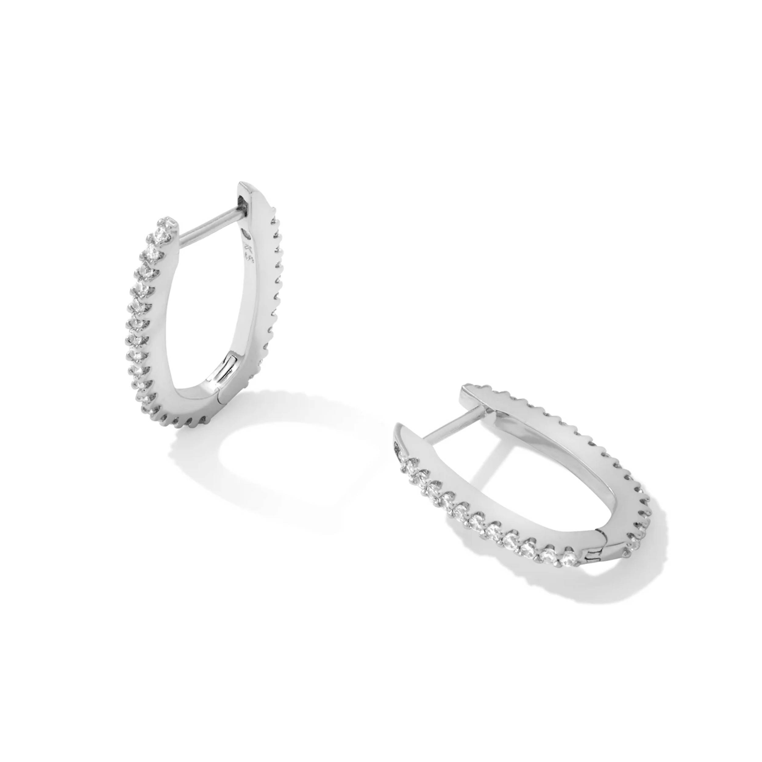 Kendra Scott | Murphy Pave Silver Huggie Earrings in White Crystal - Giddy Up Glamour Boutique