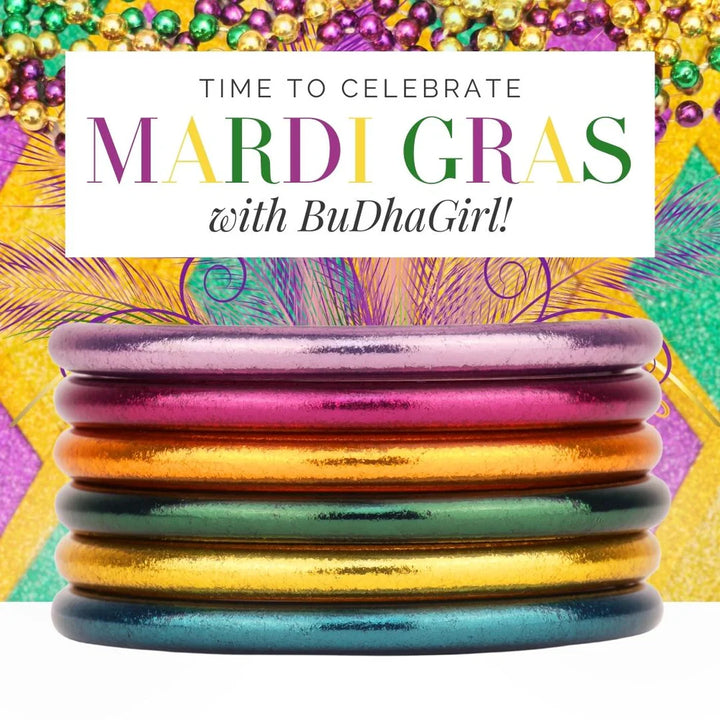 BuDhaGirl | Set of Six | All Weather Bangles Mardi Gras Magnifique Stack