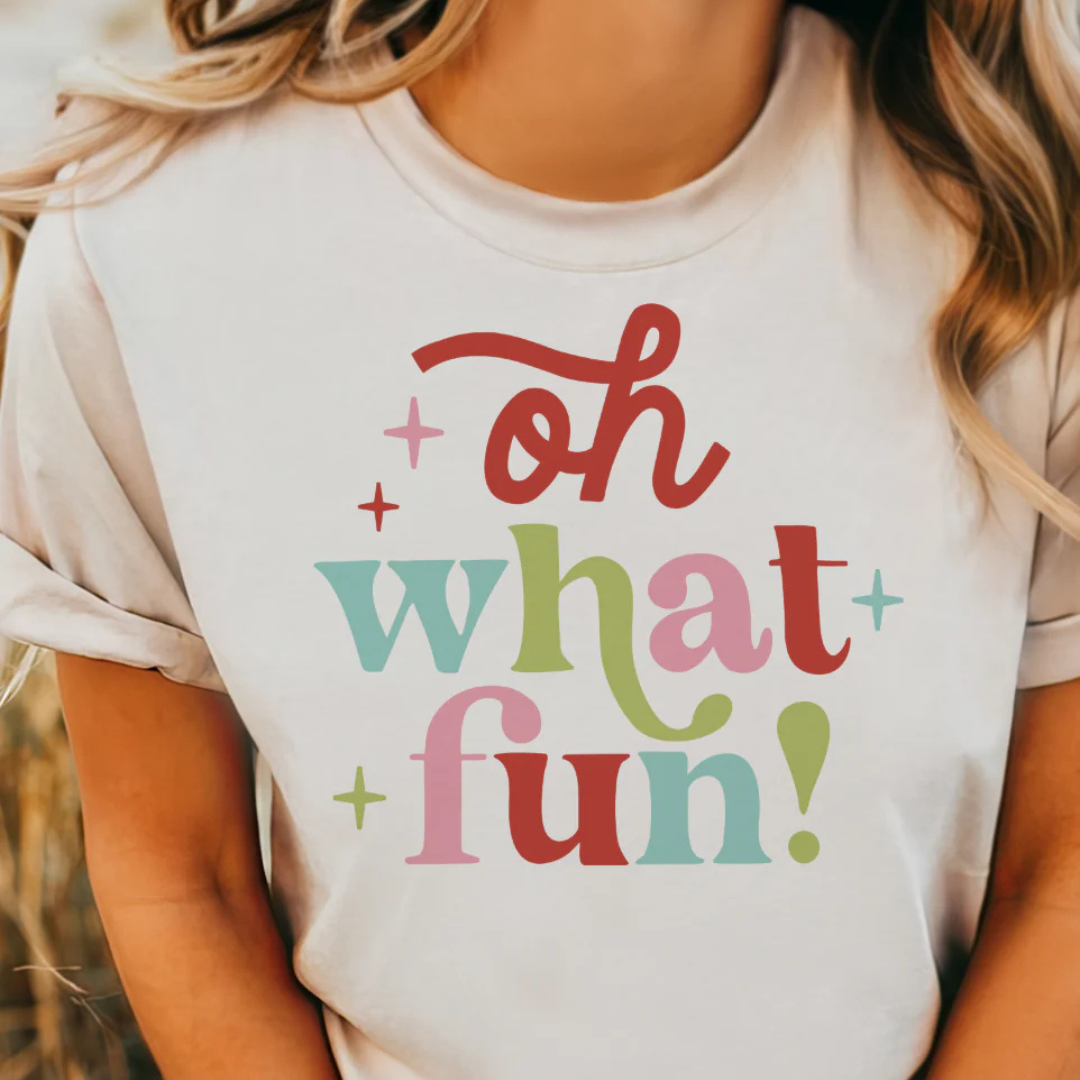 Online Exclusive | Oh What Fun! Colored letters Graphic tee in Cream