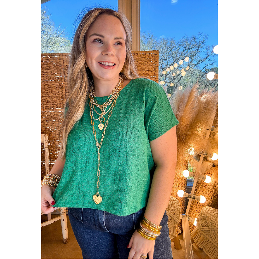 Forever Favorite Oversized Crew Neck Sweater Vest in Kelly Green