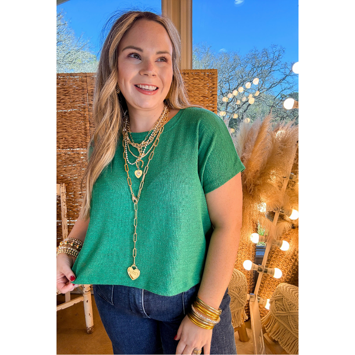 Forever Favorite Oversized Crew Neck Sweater Vest in Kelly Green