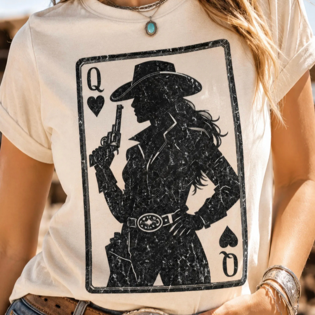 Made to Order | Queen Card Design Graphic Tee or Sweatshirt in Multiple Printing Options on Beige
