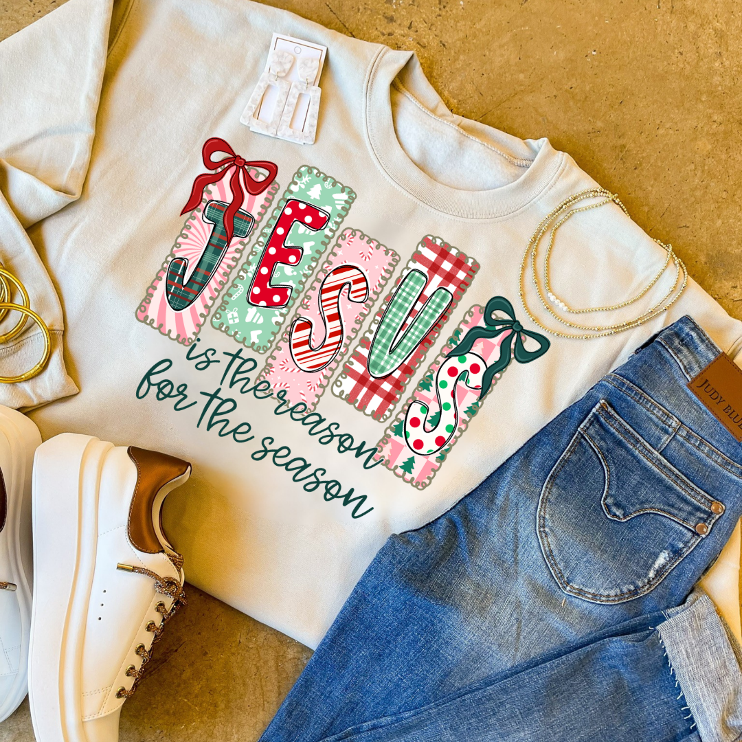 Online Exclusive | Jesus is the Reason Christian Christmas Graphic on Tee and Sweatshirt Options