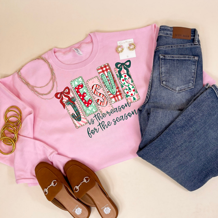 Online Exclusive | Jesus is the Reason Christian Christmas Graphic on Tee and Sweatshirt Options
