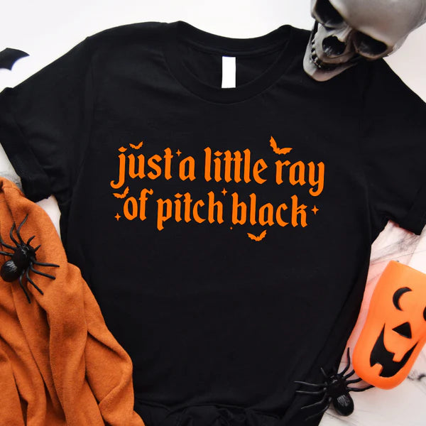 Black t-shirt with orange text &