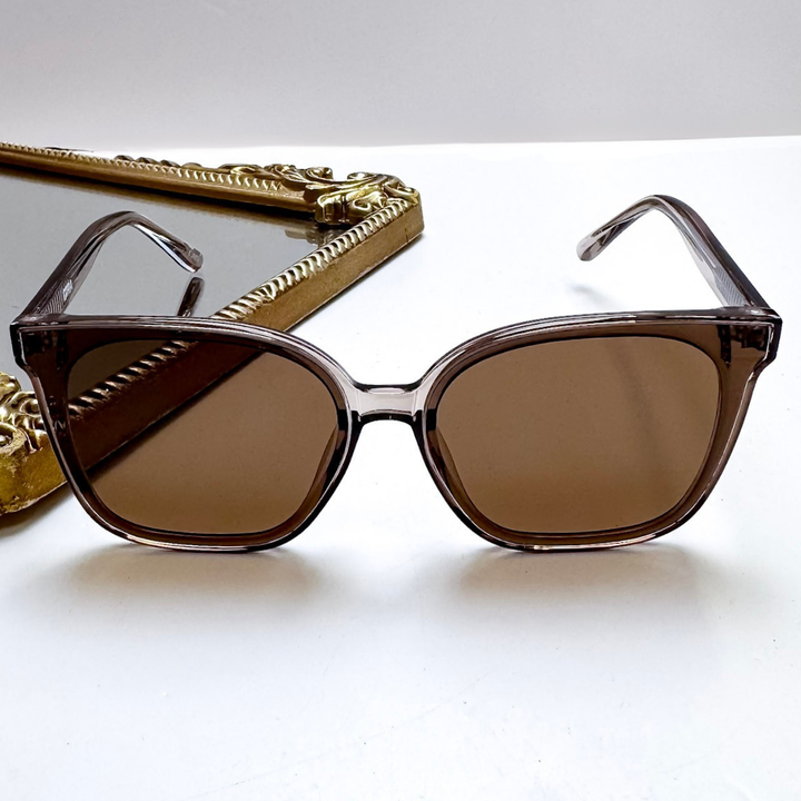 Otra Eyewear | Betty Oversized Square Sunglasses in Transparent Olive