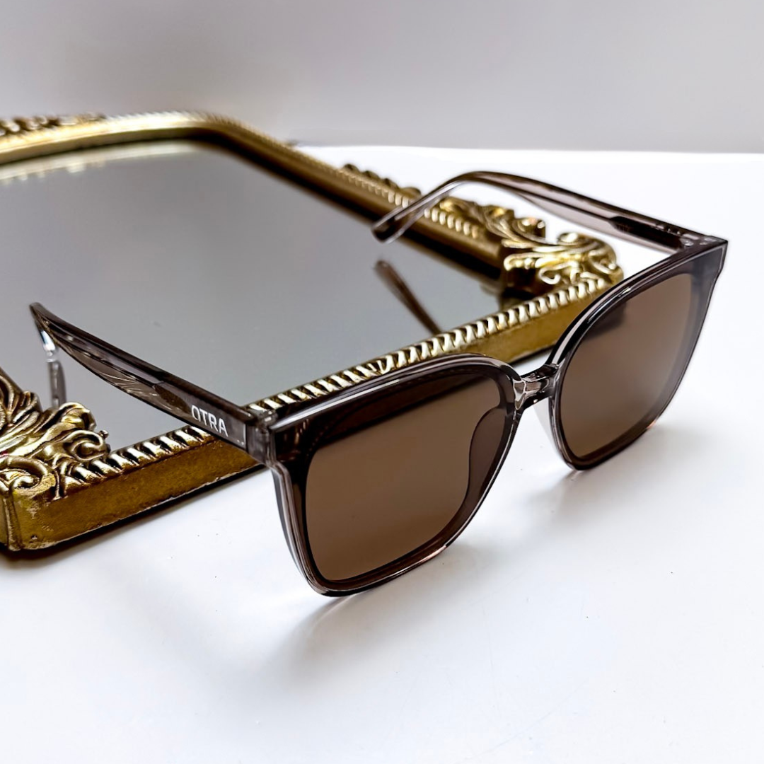 Otra Eyewear | Betty Oversized Square Sunglasses in Transparent Olive