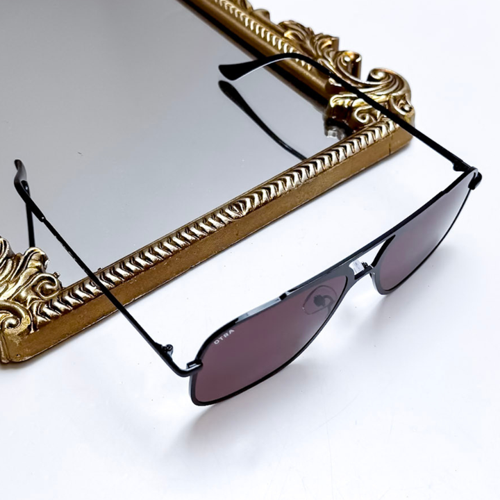 Otra Eyewear | Bodie Oversized Black Frame Sunglasses in Smokey Brown