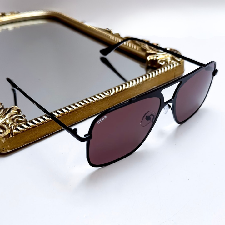 Otra Eyewear | Bodie Oversized Black Frame Sunglasses in Smokey Brown