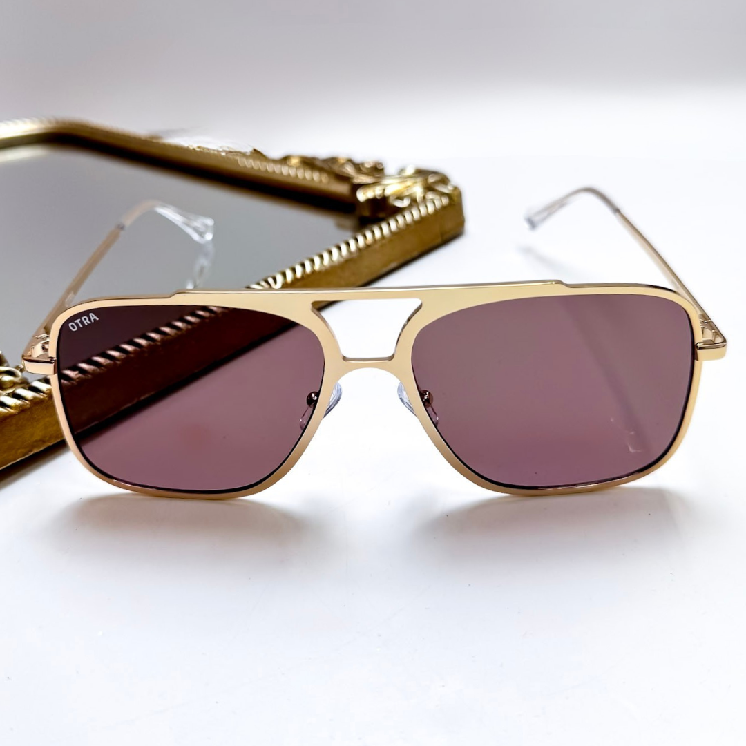 Otra Eyewear | Bodie Oversized Gold Frame Sunglasses in Brown