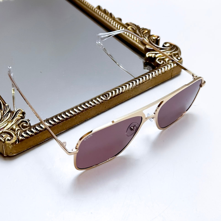 Otra Eyewear | Bodie Oversized Gold Frame Sunglasses in Brown