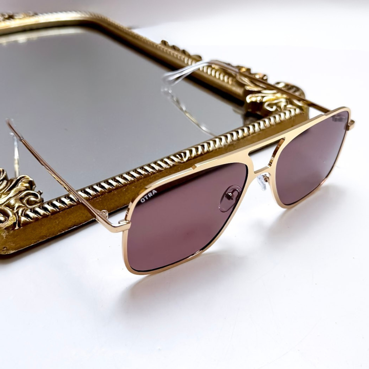 Otra Eyewear | Bodie Oversized Gold Frame Sunglasses in Brown