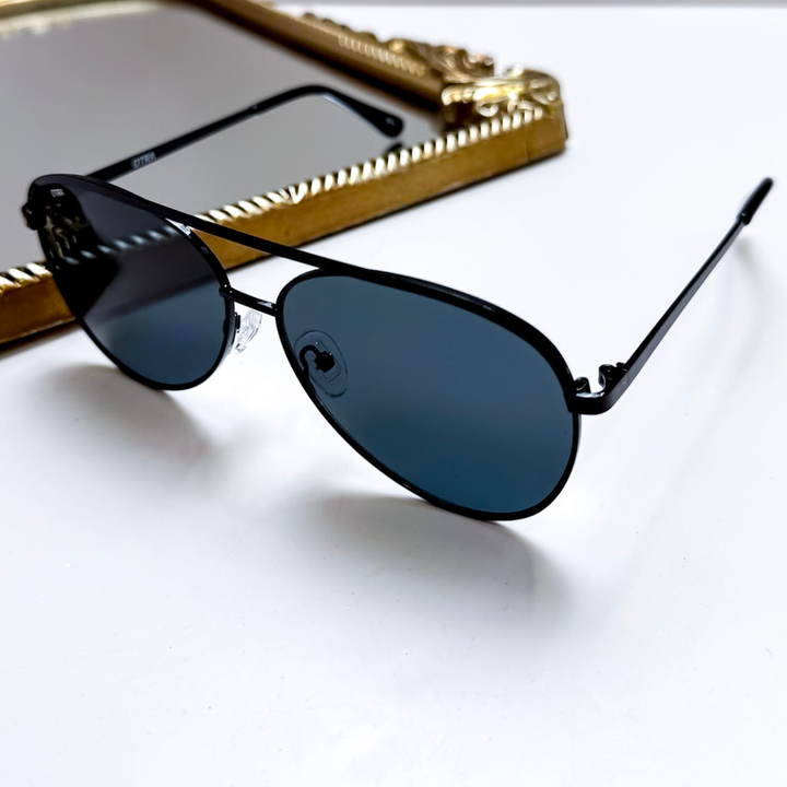 Otra Eyewear | Charlie Classic Aviator Black Frame Sunglasses in Smoke Fade
