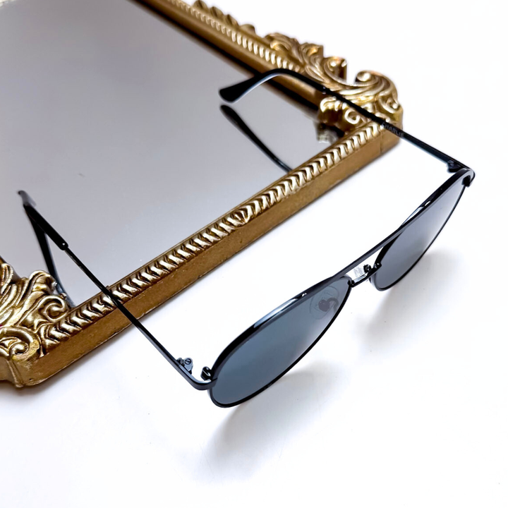 Otra Eyewear | Charlie Classic Aviator Black Frame Sunglasses in Smoke Fade