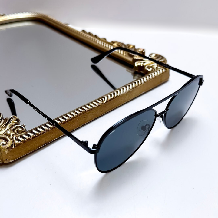 Otra Eyewear | Charlie Classic Aviator Black Frame Sunglasses in Smoke Fade