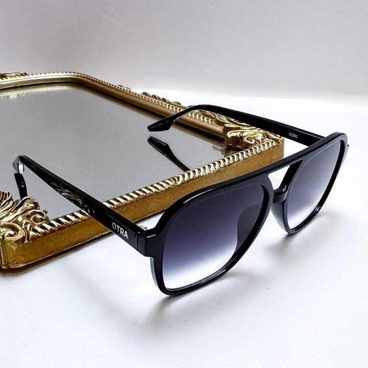 Otra Eyewear | Kori Aviator Smoke Fade Sunglasses in Black