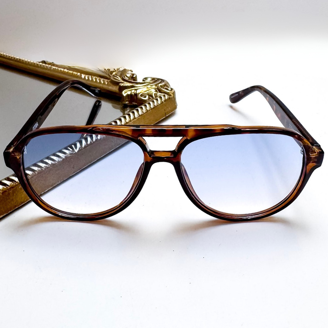 Otra Eyewear | Stevie Aviator Blue Fade Sunglasses in Tortoiseshell