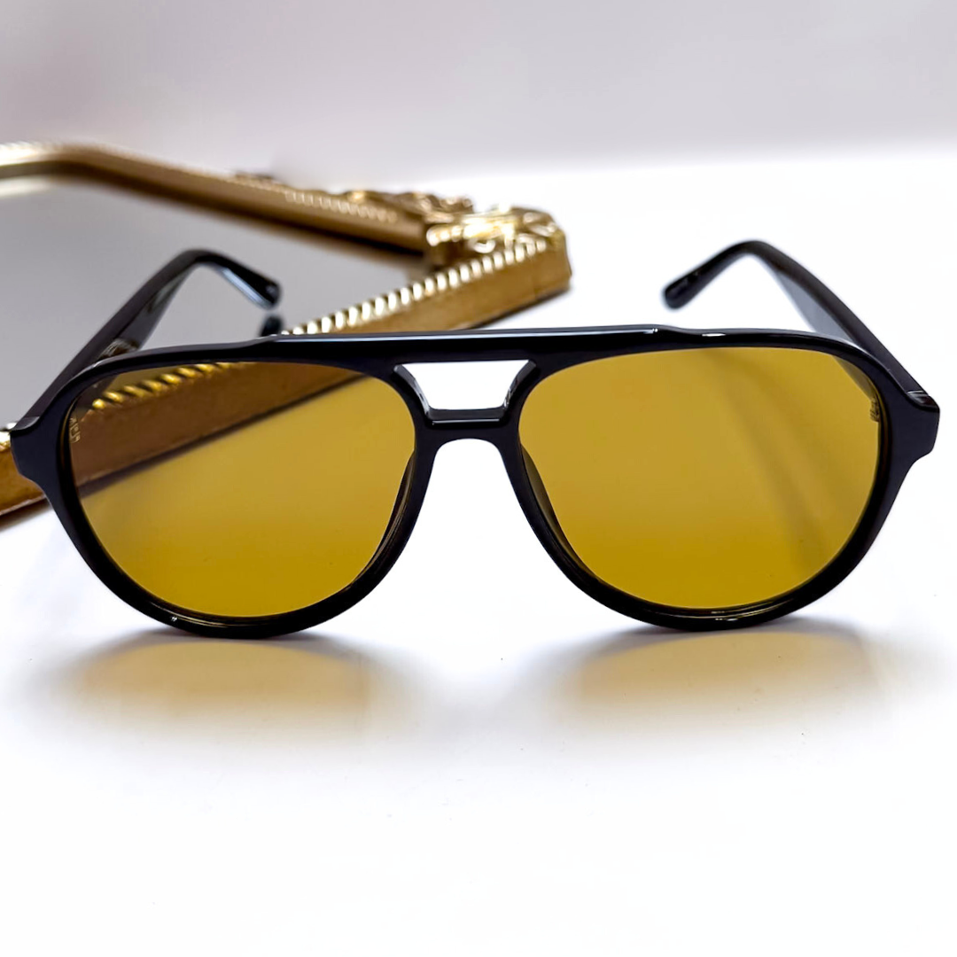 Otra Eyewear | Stevie Aviator Olive Fade Sunglasses in Black
