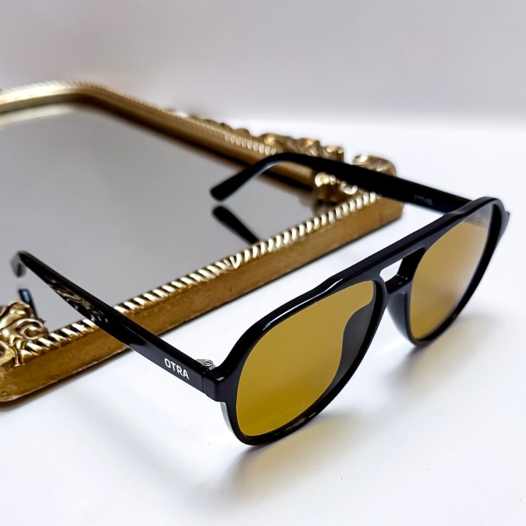 Otra Eyewear | Stevie Aviator Olive Fade Sunglasses in Black