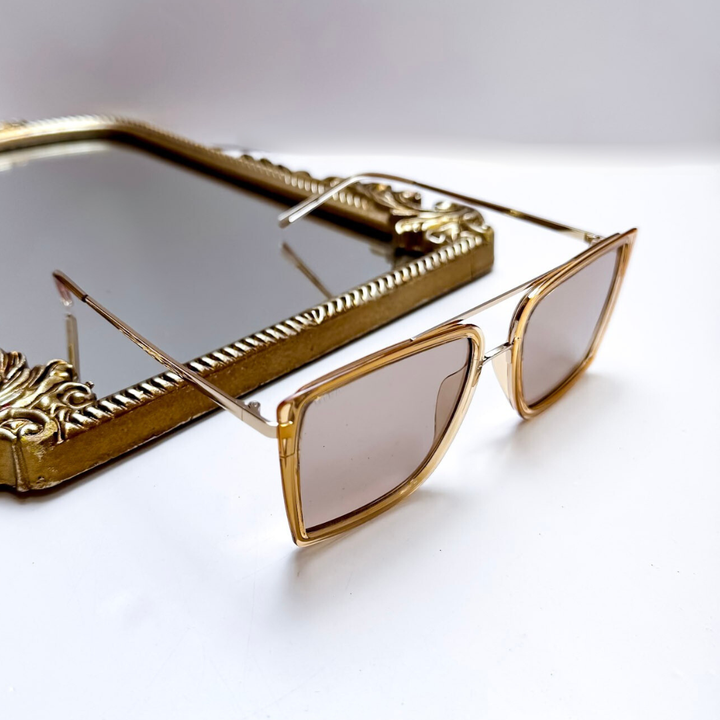 Otra Eyewear | Velda Oversized Square Sunglasses in Transparent Coffee and Brown
