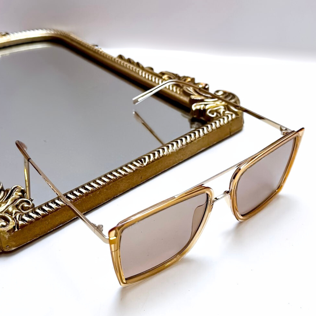 Otra Eyewear | Velda Oversized Square Sunglasses in Transparent Coffee and Brown