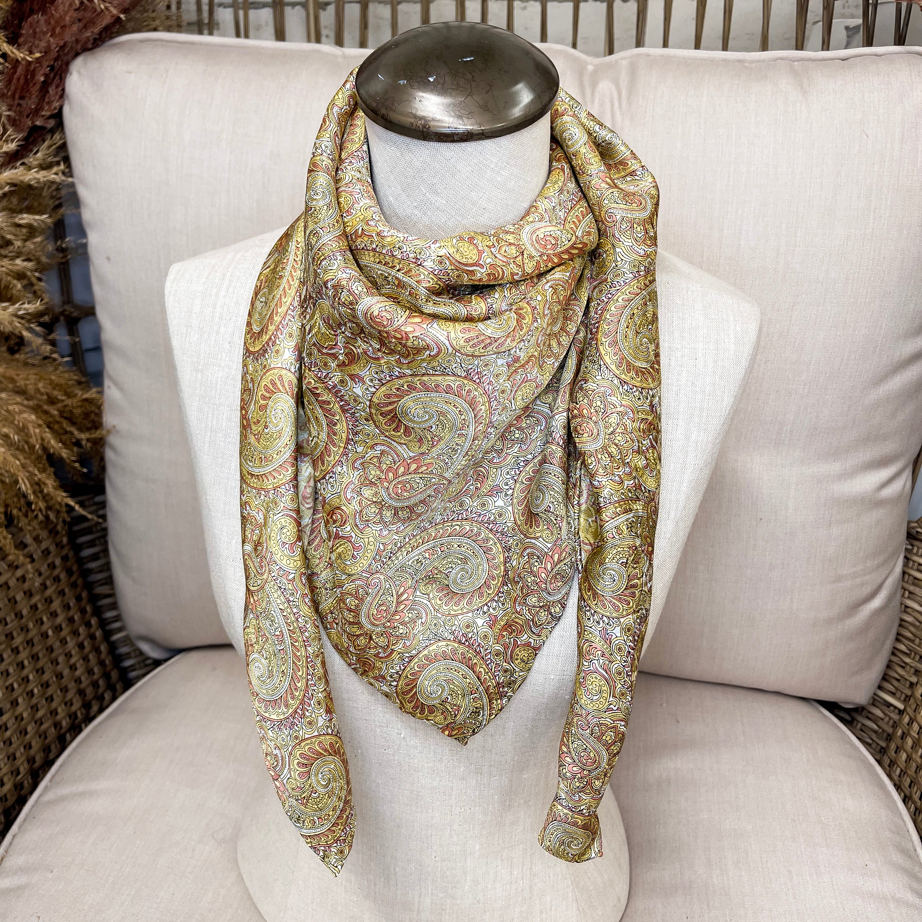 Paisley Silk Wild Rag in Brass and Bronze